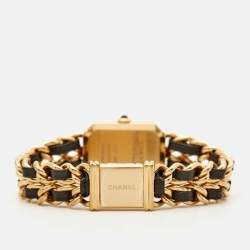 Chanel Black Gold Plated Stainless Steel Leather Premiere H6951 Women's Wristwatch 20 mm