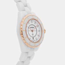Chanel Diamond 18k Yellow Gold, Ceramic J12 H2181 Quartz Women's Wristwatch 