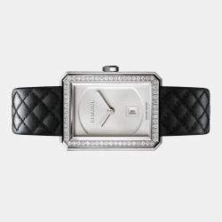 Chanel Silver 18k White Gold Boy-Friend H6677 Quartz Women's Wristwatch 26.7 mm x 34.6 mm