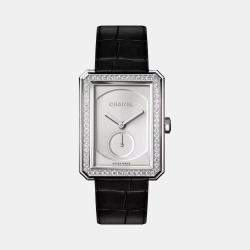 Chanel Silver 18k White Gold Boy-Friend H4472 Manual Winding Women's Wristwatch 28.6 mm x 37 mm