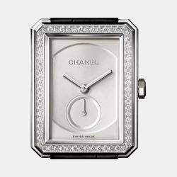 Chanel Silver 18k White Gold Boy-Friend H4472 Manual Winding Women's Wristwatch 28.6 mm x 37 mm