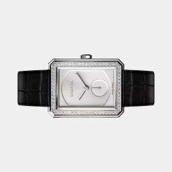 Chanel Silver 18k White Gold Boy-Friend H4472 Manual Winding Women's Wristwatch 28.6 mm x 37 mm