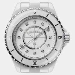 Chanel White Ceramic J12 H5703 Quartz Women's Wristwatch 34 mm