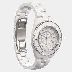 Chanel White Ceramic J12 H5703 Quartz Women's Wristwatch 34 mm
