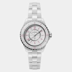 Chanel White Ceramic J12 H6755 Quartz Women's Wristwatch 33mm