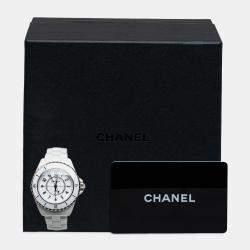Chanel White Ceramic J12 Women's Wristwatch 38 mm