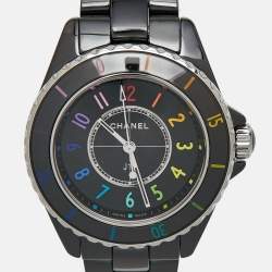 Chanel Black Ceramic Stainless Steel J12 Electro H7121 Limited To 1255 Women's Wristwatch 33 mm
