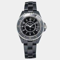 Chanel Black Ceramic J12 H5695 Quartz Women's Wristwatch 33mm