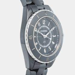 Chanel Black Ceramic J12 H5695 Quartz Women's Wristwatch 33mm