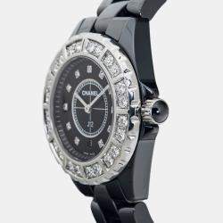 Chanel Black Ceramic J12 H2428 Quartz Women's Wristwatch 38mm