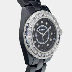 Chanel Black Ceramic J12 H2428 Quartz Women's Wristwatch 38mm