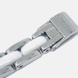 Pre Owned Chanel Premiere Triple Bracelet H3059 Quartz Watch Ceramic SS Diamond 15 x 20 mm