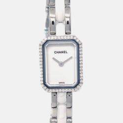 Pre Owned Chanel Premiere Triple Bracelet H3059 Quartz Watch Ceramic SS Diamond 15 x 20 mm