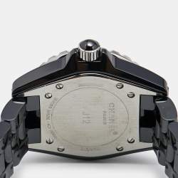 Pre Owned Chanel Black Ceramic Stainless Steel Diamond J12 H0949 Women's Wristwatch 33 mm