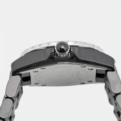 Pre Owned Chanel Black Ceramic Stainless Steel Diamond J12 H0949 Women's Wristwatch 33 mm