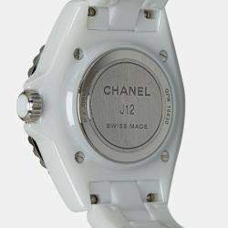 Pre Owned Chanel White Brass Metal J12 Women's Wristwatch 35 mm