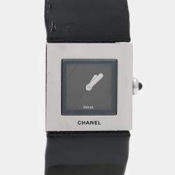 Pre Owned Chanel Matelasse Quartz Black Women's Wristwatch 19 mm