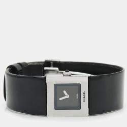 Pre Owned Chanel Matelasse Quartz Black Women's Wristwatch 19 mm