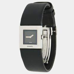 مملوكة مسبقًا Chanel Matelasse Quartz Black Stainless Steel Women's Wristwatch 19 mm