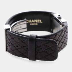 Pre Owned Chanel Matelasse Quartz Black Stainless Steel Women's Wristwatch 19 mm