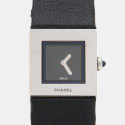 Pre Owned Chanel Matelasse Quartz Black Stainless Steel Women's Wristwatch 19 mm