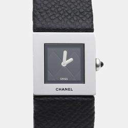 Pre Owned Chanel Matelasse Quartz Black Stainless Steel Women's Wristwatch 19 mm
