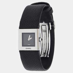 Pre Owned Chanel Matelasse Quartz Black Stainless Steel Women's Wristwatch 19 mm