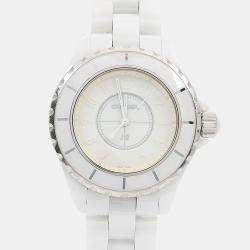 Pre Owned Chanel J12 H3442 Quartz Ceramic Stainless Steel Womens Wristwatch 34 mm
