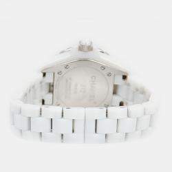 Pre Owned Chanel J12 H3442 Quartz Ceramic Stainless Steel Womens Wristwatch 34 mm