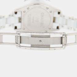 Pre Owned Chanel J12 H3442 Quartz Ceramic Stainless Steel Womens Wristwatch 34 mm