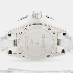 Pre Owned Chanel J12 H3442 Quartz Ceramic Stainless Steel Womens Wristwatch 34 mm