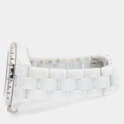 Pre Owned Chanel J12 H3442 Quartz Ceramic Stainless Steel Womens Wristwatch 34 mm