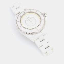 Pre Owned Chanel J12 H3442 Quartz Ceramic Stainless Steel Womens Wristwatch 34 mm