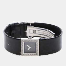 Pre Owned Chanel Matelasse Diamond Quartz Stainless Steel Women's Wristwatch 19 mm
