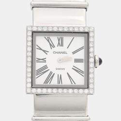 Pre Owned Chanel Mademoiselle Quartz Diamond Stainless Steel Women's Wristwatch 22.5 mm