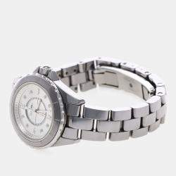 Pre Owned Chanel J12 Diamond Quartz Ceramic Stainless Steel Women's Wristwatch 29 mm