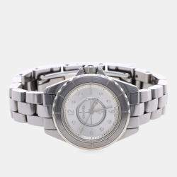 Pre Owned Chanel J12 Diamond Quartz Ceramic Stainless Steel Women's Wristwatch 29 mm