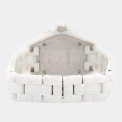 Pre Owned Chanel J12 H2570 Quartz White Diamonds Ceramic Women's Wristwatch 29mm
