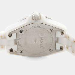 Pre Owned Chanel J12 H2570 Quartz White Diamonds Ceramic Women's Wristwatch 29mm