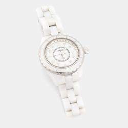 Pre Owned Chanel J12 H2570 Quartz White Diamonds Ceramic Women's Wristwatch 29mm