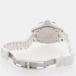 Pre Owned Chanel J12 Diamond H1628 Quartz Ceramic Stainless Steel Women's Wristwatch 34 mm