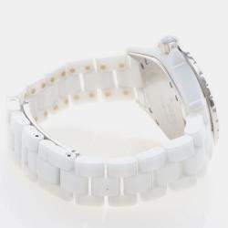 Pre Owned Chanel J12 Diamond H1628 Quartz Ceramic Stainless Steel Women's Wristwatch 34 mm