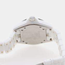 Pre Owned Chanel J12 Diamond H1628 Quartz Ceramic Stainless Steel Women's Wristwatch 34 mm