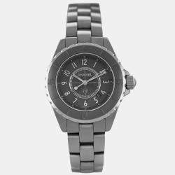 Pre Owned Chanel J12 H2978 Quartz Grey Ceramic Stainless Steel Women's Wristwatch 33 mm