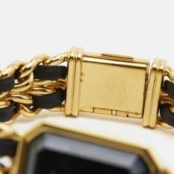 Pre Owned Chanel Premiere H0001 Black Dial Gold Plated Metal Leather Women's Wristwatch 20 mm