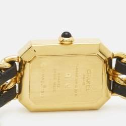 Pre Owned Chanel Premiere H0001 Black Dial Gold Plated Metal Leather Women's Wristwatch 20 mm