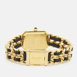 Pre Owned Chanel Premiere H0001 Black Dial Gold Plated Metal Leather Women's Wristwatch 20 mm