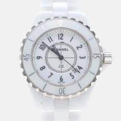 Pre Owned Chanel J12 H0968 Quartz White Ceramic Women's Wristwatch 33mm