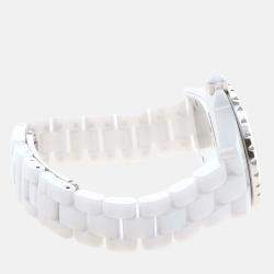 Pre Owned Chanel J12 H0968 Quartz White Ceramic Women's Wristwatch 33mm