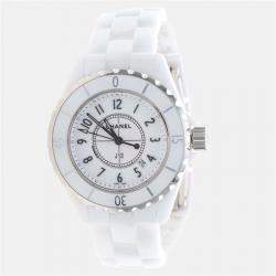 Pre Owned Chanel J12 H0968 Quartz White Ceramic Women's Wristwatch 33mm